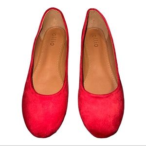 Ollio red round toe flats